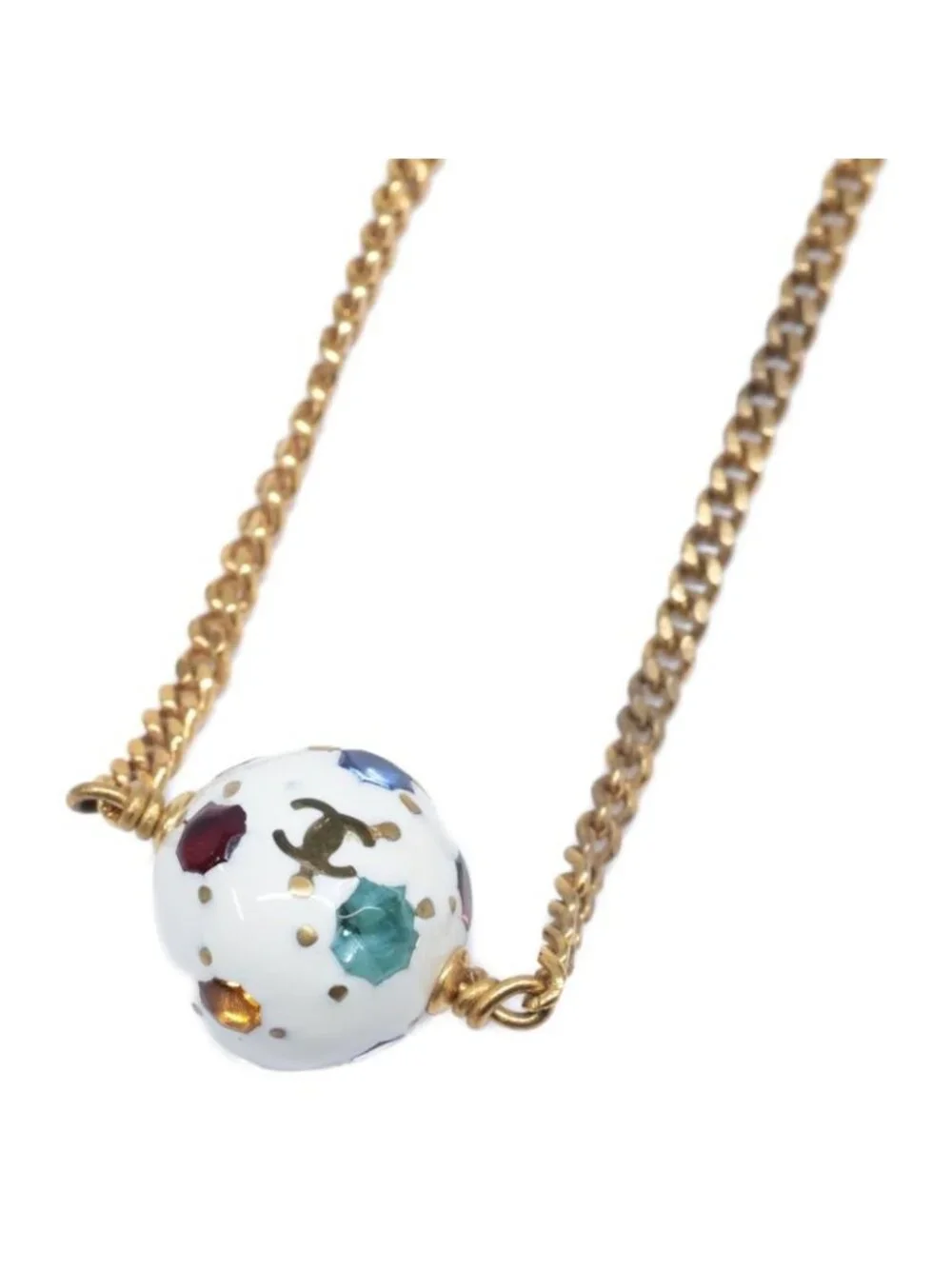 Chanel CC Logo Soccer Ball Motif Multi Stone Bracelet - Picture 4 of 9